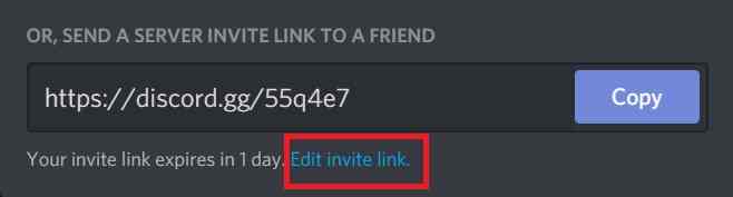 the instant invite is invalid or expired