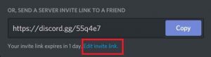 edit invite link discord server