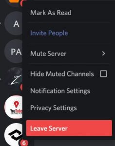 How to leave a discord server